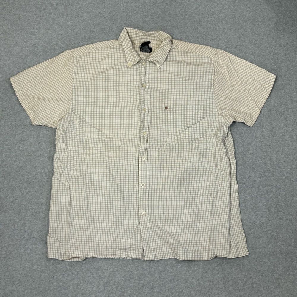 Ralph Lauren Jeans Men Shirt Size XL Short Sleeve Yellow White Casual Summer VTG